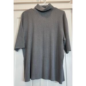 Coldwater Creek gray mock neck  silk blend short sleeve sweater top 2X 20w